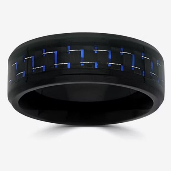 NWT MENS STAINLESS STEEL BEVELED EDGE WEDDING BAND SZ 11 - Picture 2 of 6